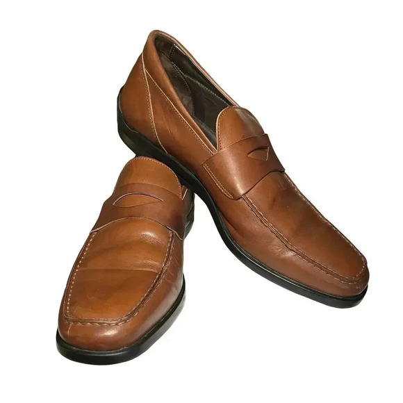 Luca Bossi Men’s Leather Casual Driving Loafers Brown Size 43 (9-9.5 U.S.) - Picture 2 of 9